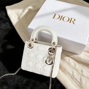 Mini Lady Dior Bag White Cannage Lambskin